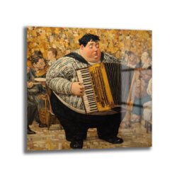 Neşeli Akordeoncu Müzik Ziyafeti Cam Tablo Duvar Dekoru Neşeli Akordeoncu Müzik Ziyafeti Cam Tablo