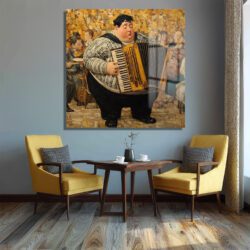 Neşeli Akordeoncu Müzik Ziyafeti Cam Tablo Duvar Dekoru Neşeli Akordeoncu Müzik Ziyafeti Cam Tablo