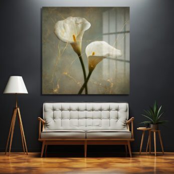 Kintsugi Calla Lily Cam Tablo: Altın Dokunuşlu Zarafet - Glazella