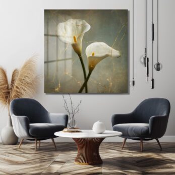 Kintsugi Calla Lily Cam Tablo: Altın Dokunuşlu Zarafet - Glazella Kintsugi Calla Lily Cam Tablo: Altın Dokunuşlu Zarafet - Glazella