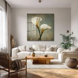 Kintsugi Calla Lily Cam Tablo: Altın Dokunuşlu Zarafet Duvar Dekoru Kintsugi Calla Lily Cam Tablo: Altın Dokunuşlu Zarafet