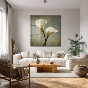 Kintsugi Calla Lily Cam Tablo: Altın Dokunuşlu Zarafet - Glazella Kintsugi Calla Lily Cam Tablo: Altın Dokunuşlu Zarafet - Glazella