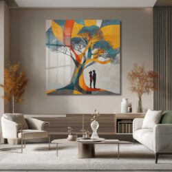 Aşk Ağacı Soyut Tasarım Modern Cam Tablo Duvar Dekoru Aşk Ağacı Soyut Tasarım Modern Cam Tablo