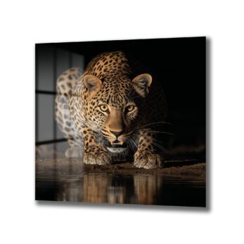 Vahşi Zarafet: Leopar Bakışı Modern Cam Tablo - Glazella