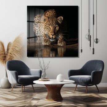 Vahşi Zarafet: Leopar Bakışı Modern Cam Tablo - Glazella Vahşi Zarafet: Leopar Bakışı Modern Cam Tablo - Glazella