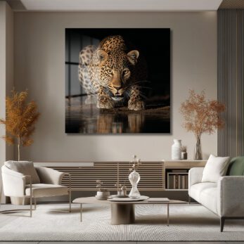 Vahşi Zarafet: Leopar Bakışı Modern Cam Tablo - Glazella Vahşi Zarafet: Leopar Bakışı Modern Cam Tablo - Glazella