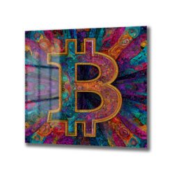 Enerjik Bitcoin Sanatı Cam Tablo - Kripto Dünyasının Canlı Yansıması Duvar Dekoru Enerjik Bitcoin Sanatı Cam Tablo - Kripto Dünyasının Canlı Yansıması