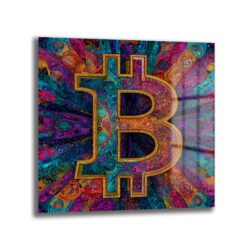 Enerjik Bitcoin Sanatı Cam Tablo - Kripto Dünyasının Canlı Yansıması Duvar Dekoru Enerjik Bitcoin Sanatı Cam Tablo - Kripto Dünyasının Canlı Yansıması