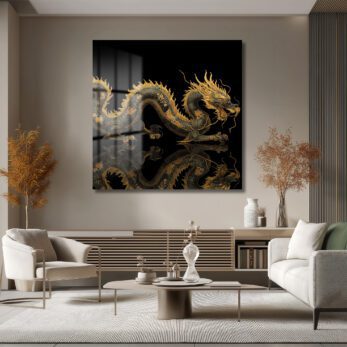 Altın Ejderha Temalı Lüks Cam Tablo - Glazella Sanat Koleksiyonu - Glazella Altın Ejderha Temalı Lüks Cam Tablo - Glazella Sanat Koleksiyonu - Glazella