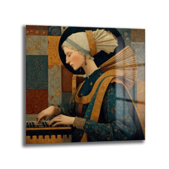 Rönesans Rüyası: Müzisyen Kadın Sanat Cam Tablo - Glazella Rönesans Rüyası: Müzisyen Kadın Sanat Cam Tablo - Glazella