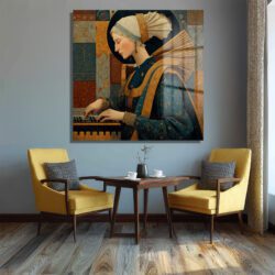 Rönesans Rüyası: Müzisyen Kadın Sanat Cam Tablo Duvar Dekoru Rönesans Rüyası: Müzisyen Kadın Sanat Cam Tablo