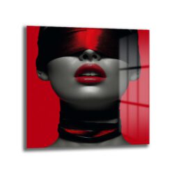 Gizemli Kırmızı Dudaklar Cam Tablo - Modern Sanat Duvar Dekoru Duvar Dekoru Gizemli Kırmızı Dudaklar Cam Tablo - Modern Sanat Duvar Dekoru