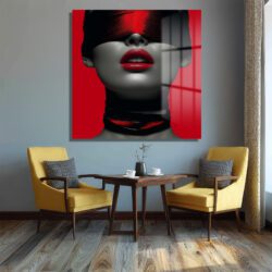 Gizemli Kırmızı Dudaklar Cam Tablo - Modern Sanat Duvar Dekoru Duvar Dekoru Gizemli Kırmızı Dudaklar Cam Tablo - Modern Sanat Duvar Dekoru