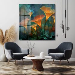 Büyülü Işıltılı Çiçekler Cam Tablo - Efsanevi Floral Sanat Duvar Dekoru Büyülü Işıltılı Çiçekler Cam Tablo - Efsanevi Floral Sanat