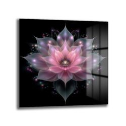 Büyüleyici Işıltılı Lotus Çiçeği Cam Tablo