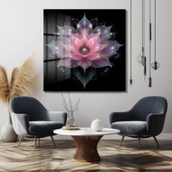 Büyüleyici Işıltılı Lotus Çiçeği Cam Tablo