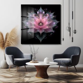 Büyüleyici Işıltılı Lotus Çiçeği Cam Tablo - Glazella Büyüleyici Işıltılı Lotus Çiçeği Cam Tablo - Glazella