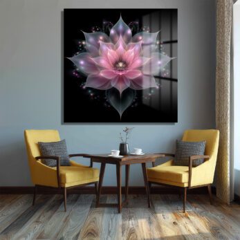 Büyüleyici Işıltılı Lotus Çiçeği Cam Tablo - Glazella Büyüleyici Işıltılı Lotus Çiçeği Cam Tablo - Glazella