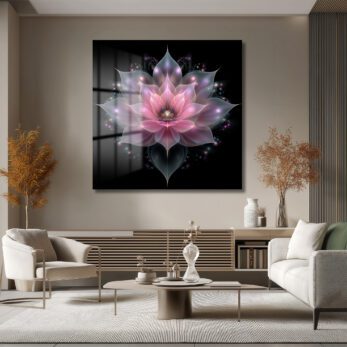 Büyüleyici Işıltılı Lotus Çiçeği Cam Tablo - Glazella Büyüleyici Işıltılı Lotus Çiçeği Cam Tablo - Glazella