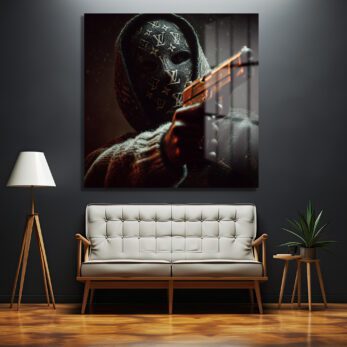 Lüks Maskeli Figür Cam Tablo - Modern Sanat ve Gizemli Etki - Glazella Lüks Maskeli Figür Cam Tablo - Modern Sanat ve Gizemli Etki - Glazella