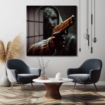 Lüks Maskeli Figür Cam Tablo - Modern Sanat ve Gizemli Etki - Glazella Lüks Maskeli Figür Cam Tablo - Modern Sanat ve Gizemli Etki - Glazella