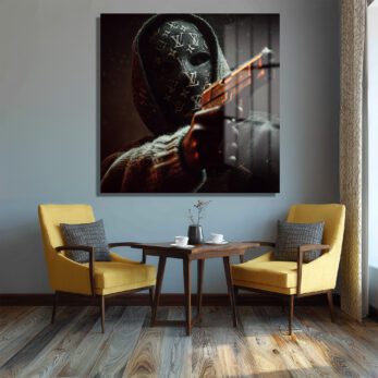 Lüks Maskeli Figür Cam Tablo - Modern Sanat ve Gizemli Etki - Glazella Lüks Maskeli Figür Cam Tablo - Modern Sanat ve Gizemli Etki - Glazella