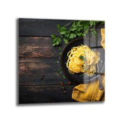 Lezzetli Makarna Ziyafeti Cam Tablo Duvar Dekoru Lezzetli Makarna Ziyafeti Cam Tablo