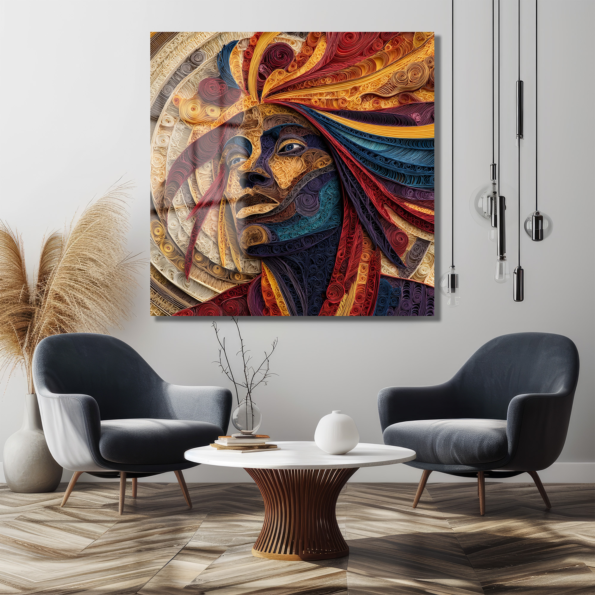 Ruhani Enerji Quilling Sanatı Cam Tablo Duvar Dekoru Ruhani Enerji Quilling Sanatı Cam Tablo