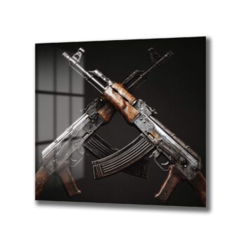 Güçlü İfade: Çapraz Tüfekler Sanatsal Cam Tablo - Glazella