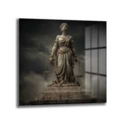 Adalet Tanrıçası Themis Temalı Sanatsal Cam Tablo Duvar Dekoru Adalet Tanrıçası Themis Temalı Sanatsal Cam Tablo