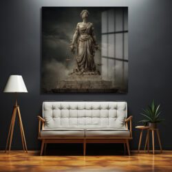 Adalet Tanrıçası Themis Temalı Sanatsal Cam Tablo Duvar Dekoru Adalet Tanrıçası Themis Temalı Sanatsal Cam Tablo