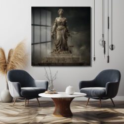 Adalet Tanrıçası Themis Temalı Sanatsal Cam Tablo Duvar Dekoru Adalet Tanrıçası Themis Temalı Sanatsal Cam Tablo