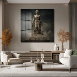 Adalet Tanrıçası Themis Temalı Sanatsal Cam Tablo Duvar Dekoru Adalet Tanrıçası Themis Temalı Sanatsal Cam Tablo