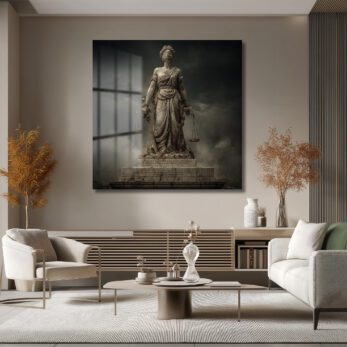 Adalet Tanrıçası Themis Temalı Sanatsal Cam Tablo - Glazella