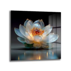 Işıltılı Lotus Çiçeği Cam Tablo - Zarafet ve Huzur Duvar Dekoru Işıltılı Lotus Çiçeği Cam Tablo - Zarafet ve Huzur