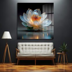 Işıltılı Lotus Çiçeği Cam Tablo - Zarafet ve Huzur Duvar Dekoru Işıltılı Lotus Çiçeği Cam Tablo - Zarafet ve Huzur