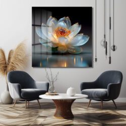 Işıltılı Lotus Çiçeği Cam Tablo - Zarafet ve Huzur Duvar Dekoru Işıltılı Lotus Çiçeği Cam Tablo - Zarafet ve Huzur