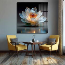 Işıltılı Lotus Çiçeği Cam Tablo - Zarafet ve Huzur Duvar Dekoru Işıltılı Lotus Çiçeği Cam Tablo - Zarafet ve Huzur