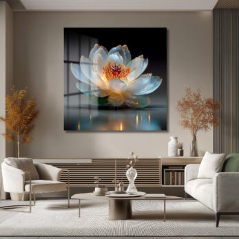 Işıltılı Lotus Çiçeği Cam Tablo - Zarafet ve Huzur - Glazella Işıltılı Lotus Çiçeği Cam Tablo - Zarafet ve Huzur - Glazella