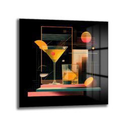 Neon Kokteyl Rüyası Modern Cam Tablo Duvar Dekoru Neon Kokteyl Rüyası Modern Cam Tablo