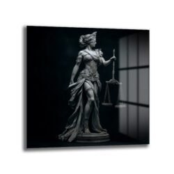 Adalet Tanrıçası Themis Heykeli: Güç ve Dengeyi Yansıtan Cam Tablo Duvar Dekoru Adalet Tanrıçası Themis Heykeli: Güç ve Dengeyi Yansıtan Cam Tablo