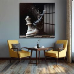 Stratejik Çatışma: Satranç Kralları Modern Cam Tablo Duvar Dekoru Stratejik Çatışma: Satranç Kralları Modern Cam Tablo