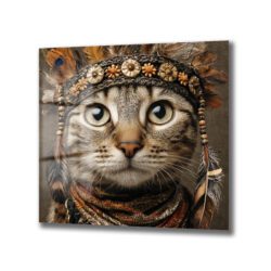 Gizemli Kabile Kedisi Sanat Eseri Cam Tablo Duvar Dekoru Gizemli Kabile Kedisi Sanat Eseri Cam Tablo