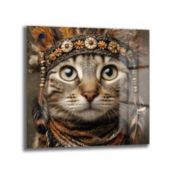 Gizemli Kabile Kedisi Sanat Eseri Cam Tablo Duvar Dekoru Gizemli Kabile Kedisi Sanat Eseri Cam Tablo