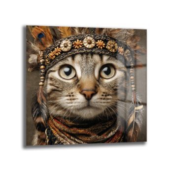 Gizemli Kabile Kedisi Sanat Eseri Cam Tablo - Glazella Gizemli Kabile Kedisi Sanat Eseri Cam Tablo - Glazella