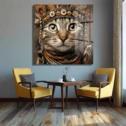 Gizemli Kabile Kedisi Sanat Eseri Cam Tablo Duvar Dekoru Gizemli Kabile Kedisi Sanat Eseri Cam Tablo