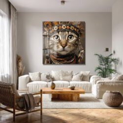 Gizemli Kabile Kedisi Sanat Eseri Cam Tablo Duvar Dekoru Gizemli Kabile Kedisi Sanat Eseri Cam Tablo