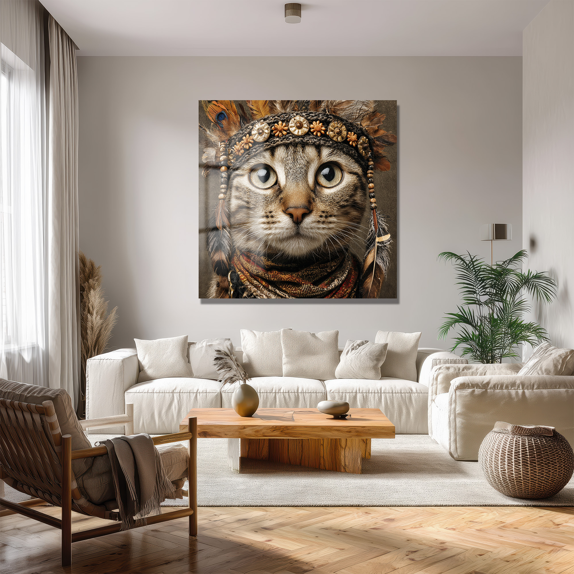 Gizemli Kabile Kedisi Sanat Eseri Cam Tablo Duvar Dekoru Gizemli Kabile Kedisi Sanat Eseri Cam Tablo