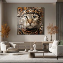 Gizemli Kabile Kedisi Sanat Eseri Cam Tablo Duvar Dekoru Gizemli Kabile Kedisi Sanat Eseri Cam Tablo