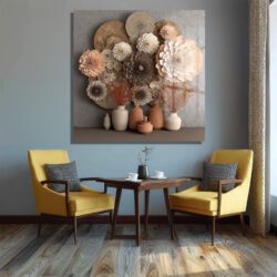Doğal Dokular ve 3D Çiçekler Cam Tablo - Glazella Sanat Eseri Duvar Dekoru Doğal Dokular ve 3D Çiçekler Cam Tablo - Glazella Sanat Eseri